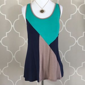 Large khaki, navy, turquoise tank